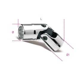 Chiavi a bussola snodate con attacco quadro femmina 3/8" bocca poligonale cromate art. 910B/SN