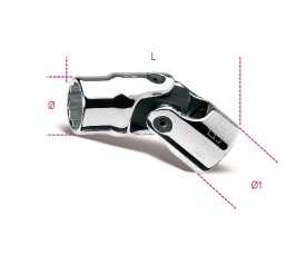 Chiavi a bussola snodate con attacco quadro femmina 3/8" bocca poligonale cromate art. 910AS/SN