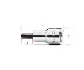 Chiavi a bussola maschio esagonale con attacco quadro femmina 3/8" cromate art. 910PE