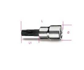Chiavi a bussola a giravite per viti con impronta pentalobata con attacco quadro femmina 3/8" cromate art.  910PT