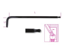 Chiavi maschio piegate con un'estremità sferica, modello lungo, per viti con impronta Torx® art. 97BTXL