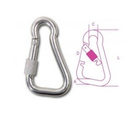 Moschettoni asimmetrici con ghiera inox AISI 316 8276G